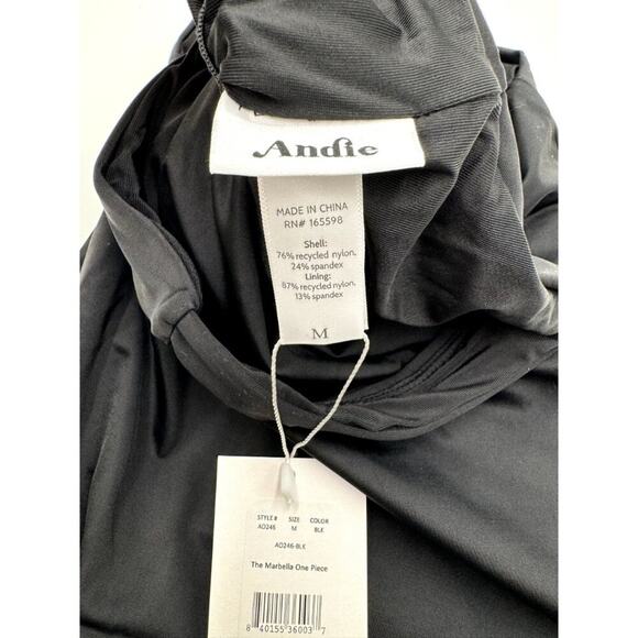 Andie Swim Marbella Modest One Piece Swimsuit Black Medium NWT Classic Chic - Picture 9 of 10